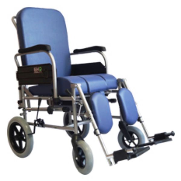 SILLA DE RUEDAS RECLINABLE CON COMODO COLOR AZUL