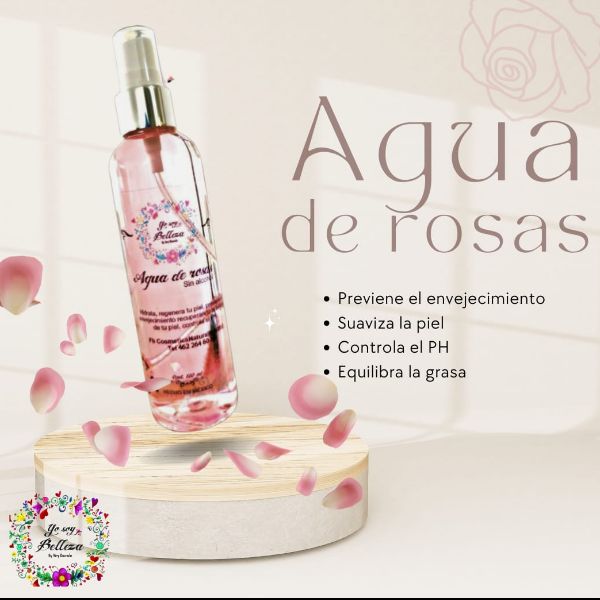 Agua de rosas sin alcohol ni astringente