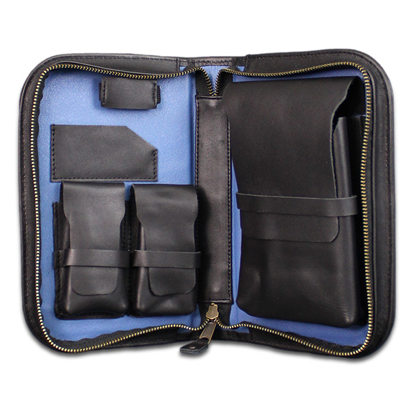 PORTAPUROS PIEL  NEGRO-AZUL