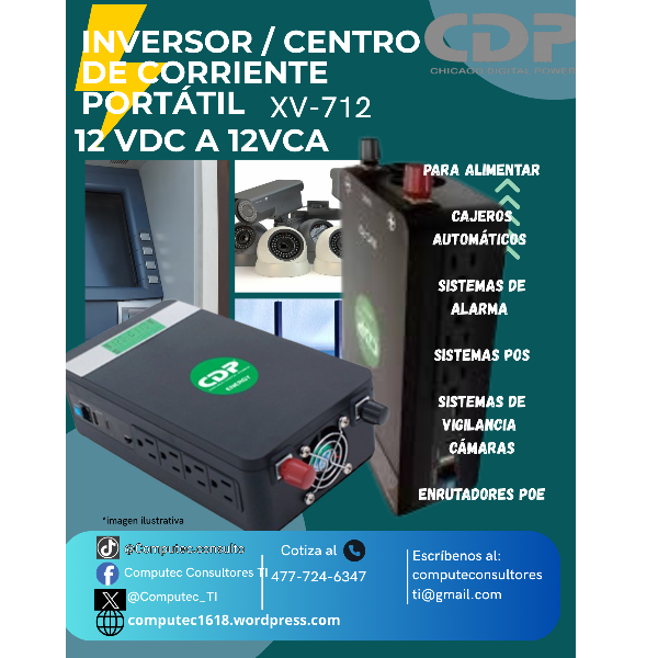 XV-712 de Chicago Digital Power inversor/cargador compacto y portátil