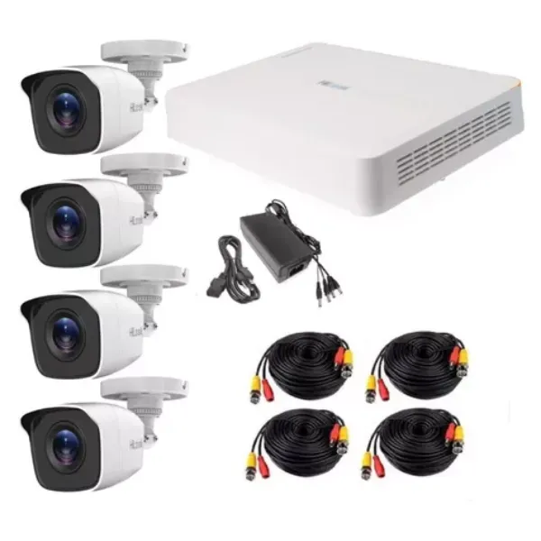 KIT 4 CAMARAS NVR 4 Megapixel (Compatibles con Cámaras AcuSense) / 4 Canales IP / 4 Puertos PoE / 1 Bahía de Disco Duro / Salida en Full HD