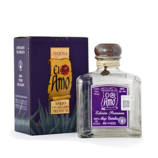 Tequila El Amo Premium Añejo Cristalino 750ml