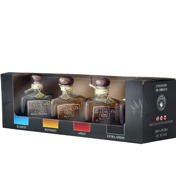 Tequila El Amo Premium Pack con 4 botellas de 100ml