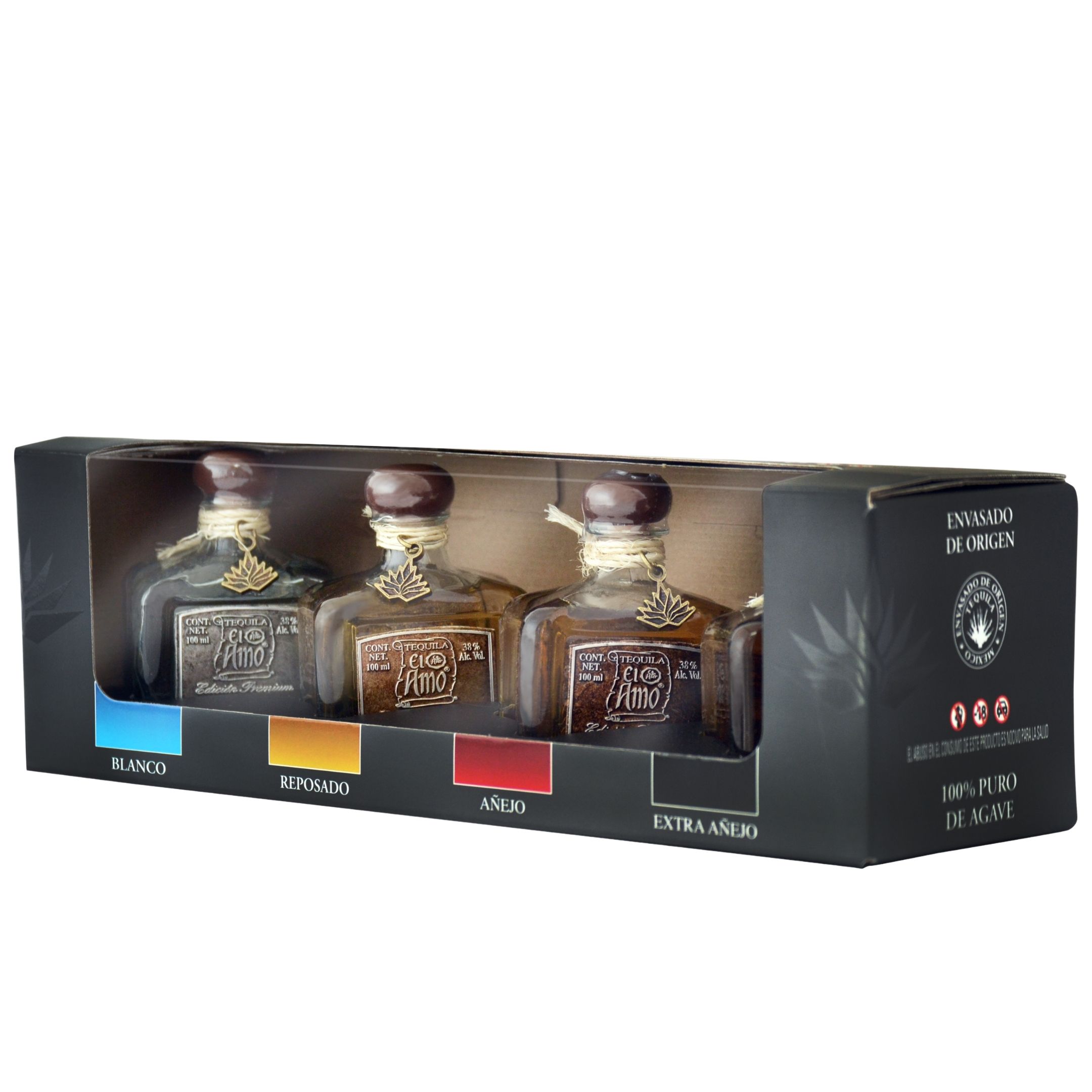 Tequila El Amo Premium Pack con 4 botellas de 100ml
